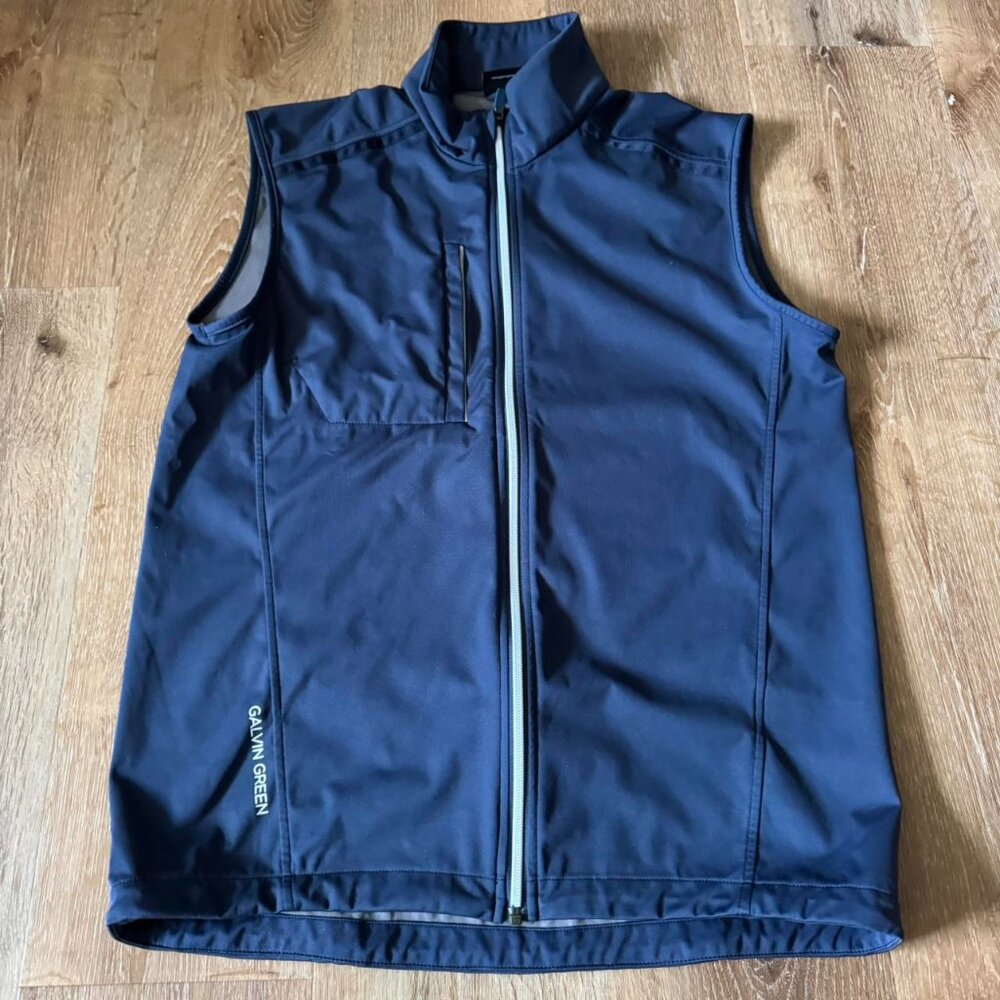 Gavin Green Navy Windproof Golf Full‎ Zip Vest Men’s size Medium
